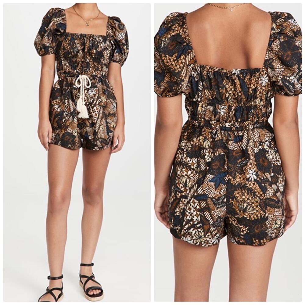 Ulla Johnson‎ Women's Floral Alegria Square Neck Puff Sleeve Romper Size 12